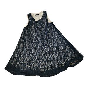 Sharagano Medium Black, Tan Sleeveless Lace Dress